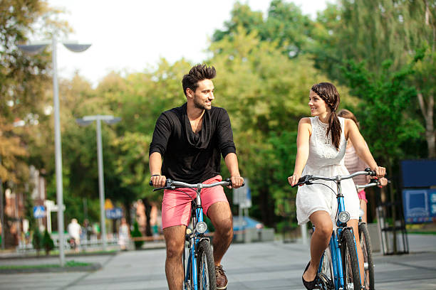 istock Group Of Friends Riding Bicycles 503315247