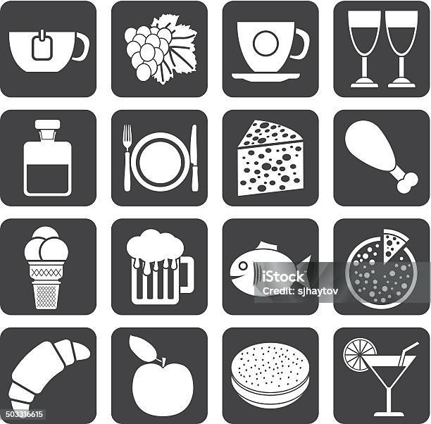 Silhouette Food Drink And Beverage Icons Stock Illustration - Download Image Now - Alcohol - Drink, Animal Body Part, Animal Leg