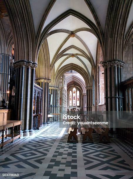 Decorative Tiled Floor And Vaulted Roof Stock Photo - Download Image Now - Anglican, Built Structure, Ceramics