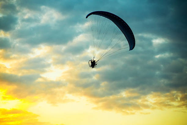 istock unidentified skydiver, parachutist on blue sky 503318325
