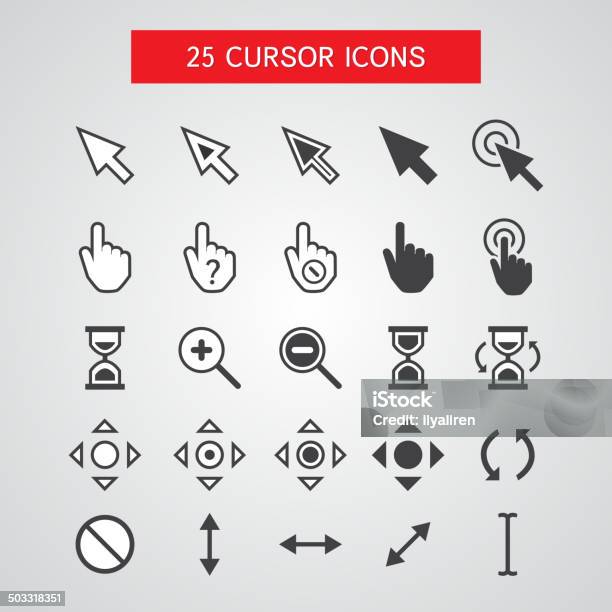 Ilustración de Conjunto De Iconos De Vector Cursor y más Vectores Libres de Derechos de Cursor - Cursor, Texto, Flecha