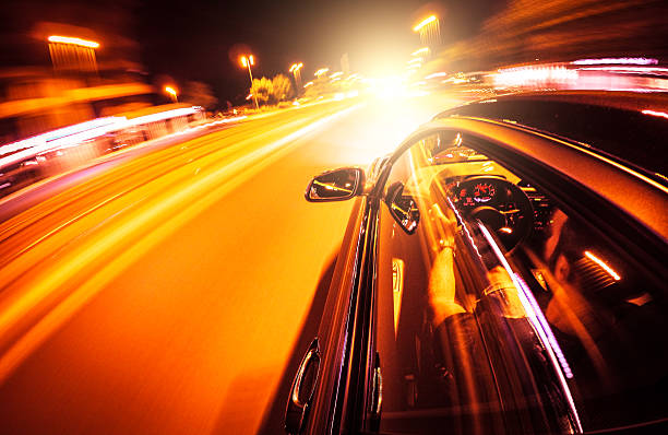 istock Crazy ride on the night by car 503324462