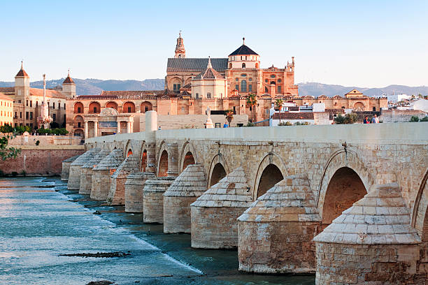 Roman Bridge and Guadalquivir river, Great Mosque, Cordoba, Spain stock photo