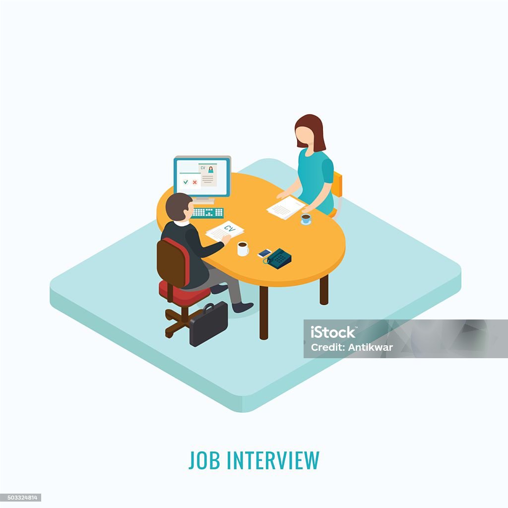 Job interview concept. 3d isometric design vector illustration, eps 10 Interview - Event stock vector