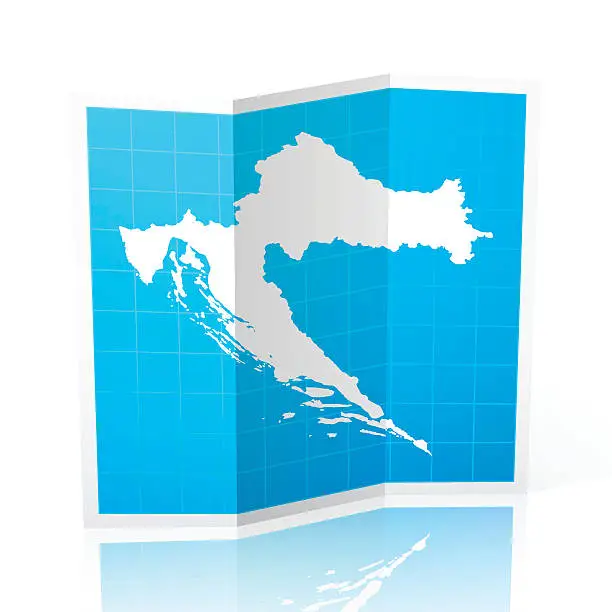 Vector illustration of Croatia Map folded, isolated on white Background
