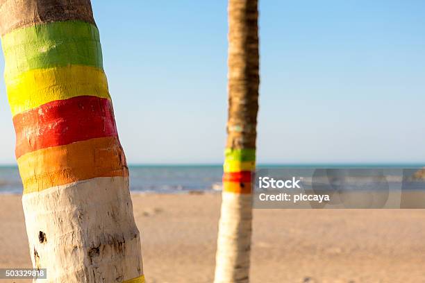 Colored Palm Trees And Beach In Colombia Stock Photo - Download Image Now - Beach, Reggae, Adventure