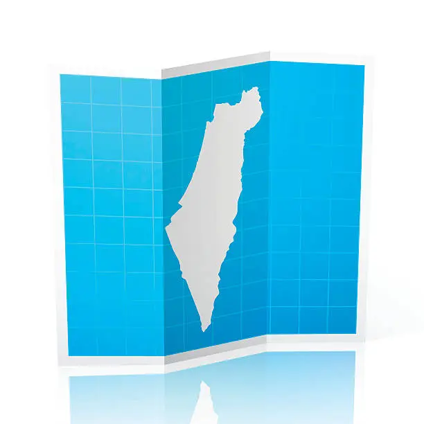 Vector illustration of Israel Map folded, isolated on white Background