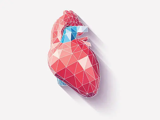 Vector illustration of Heart poly faceted