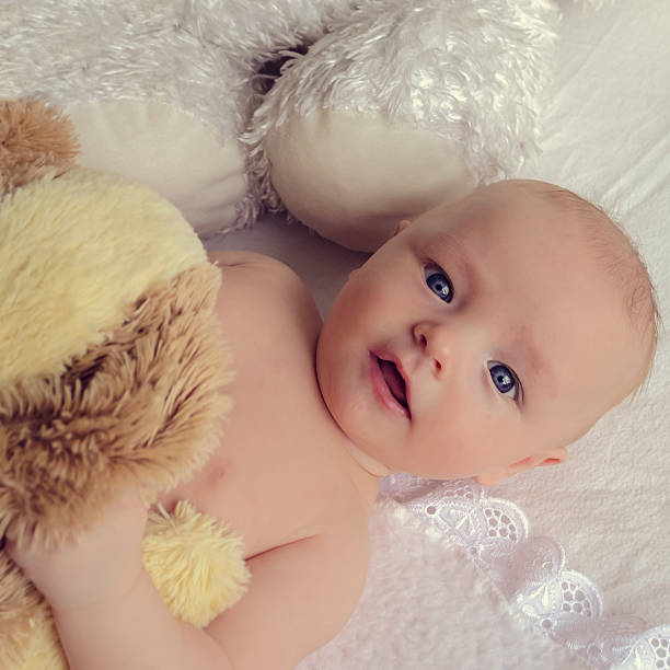 istock Beautiful baby with big blue eyes 503333520