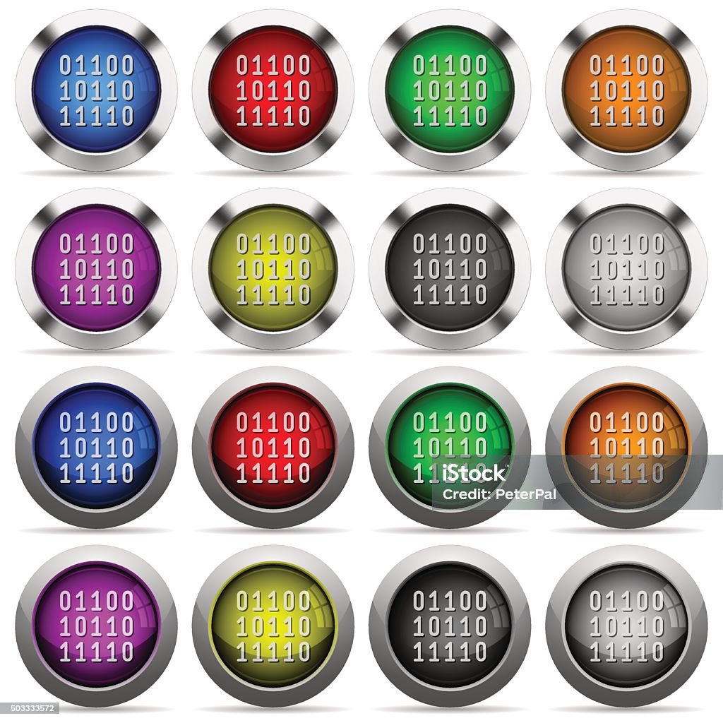 Binary Code Button Set Stock Illustration - Download Image Now - Binary ...