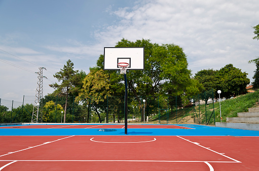 Grey asphalt with lines and space for sport, parking, or text, no person, background as a template