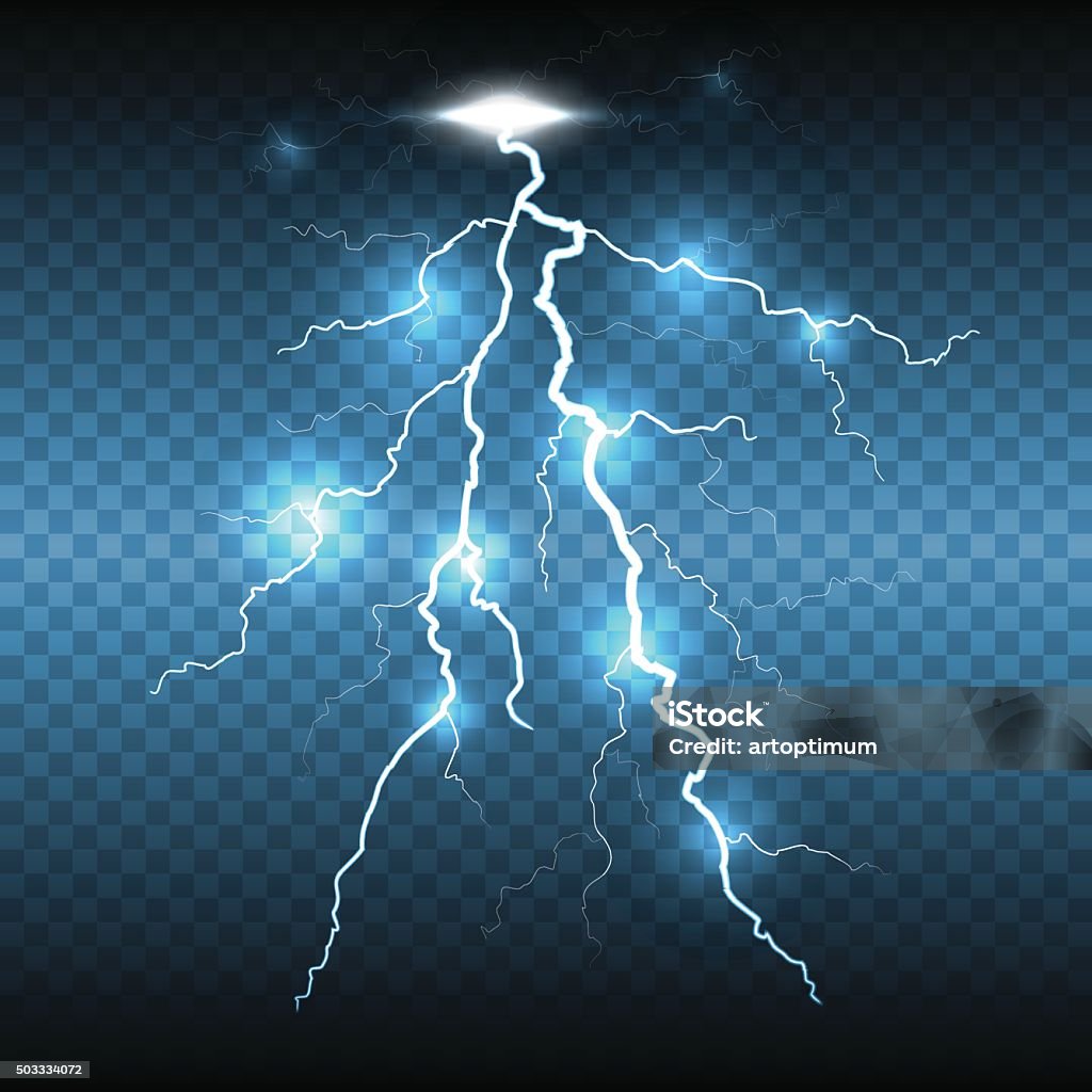 Lightning flash strike, transparent background Lightning flash detailed strike, transparent background. Vector Lightning stock vector