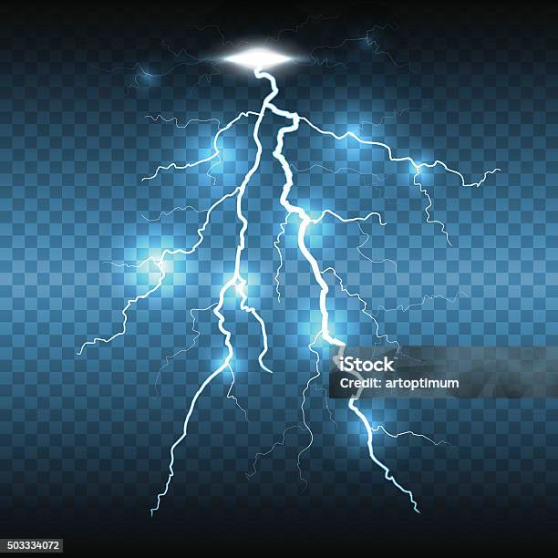 Lightning Flash Strike Transparent Background Stock Illustration - Download Image Now - Lightning, Abstract, Art