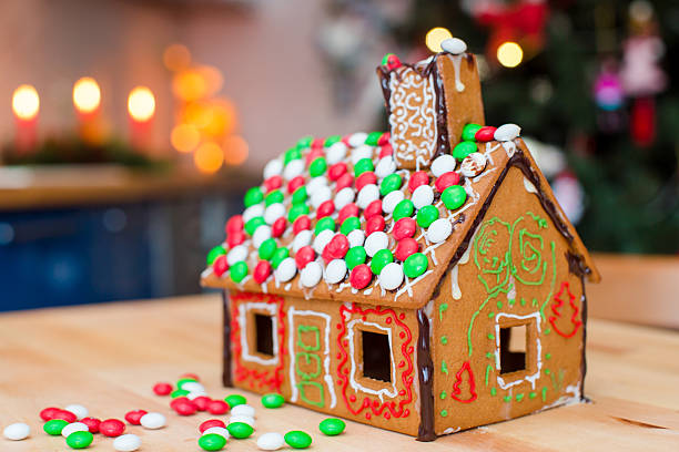 istock Gingerbread house decorated with colorful candies 503335528