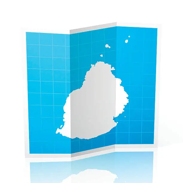 Vector illustration of Mauritius Map folded, isolated on white Background