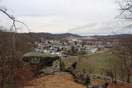 View over the town of St Mary's, West Virginia