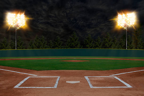stadio di baseball - baseball field grass baseballs foto e immagini stock