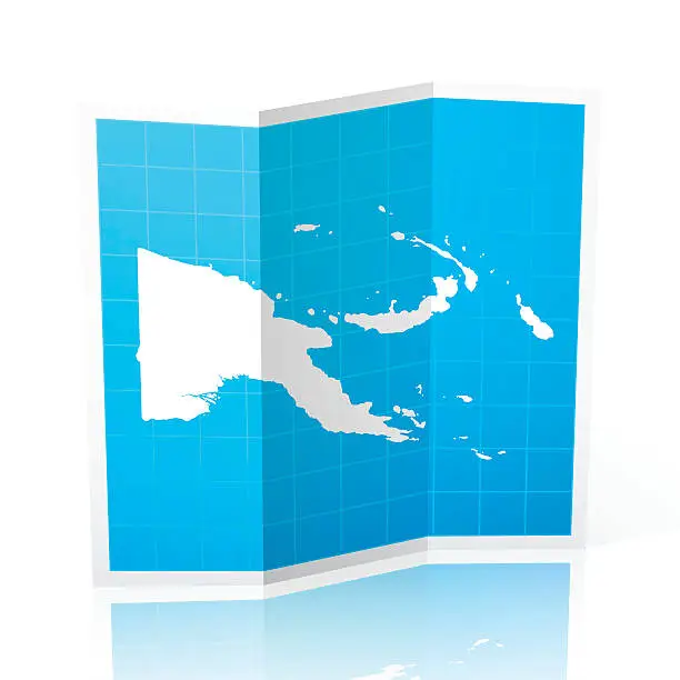 Vector illustration of Papua New Guinea Map folded, isolated on white Background