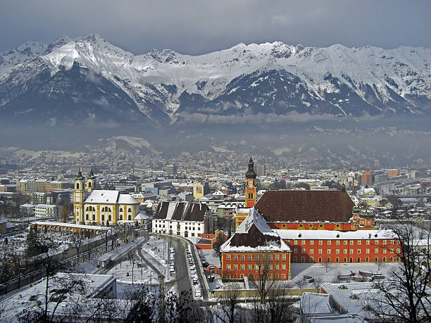 istock Innsbruck in winter with snow on rooftops, Austria, 2012 503338840