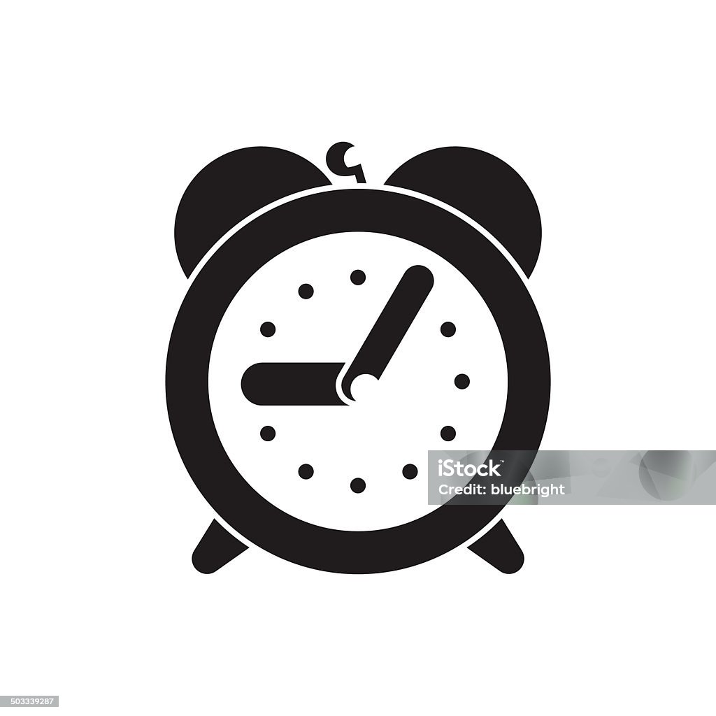 Alarm Clock Silhouette of a retro alarm clock, isolated on white background. 24 Hrs stock vector