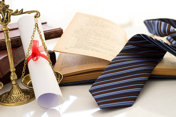 istock Law concept, scale, books, diploma and tie 503339354