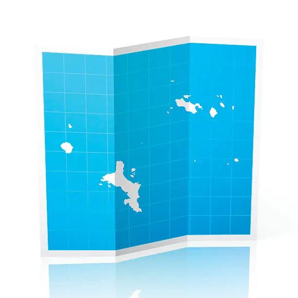 Vector illustration of Seychelles Map folded, isolated on white Background
