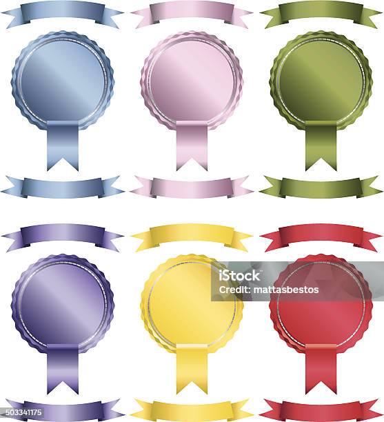 Shiny Badges Stock Illustration - Download Image Now - Award Ribbon, Badge, Blue