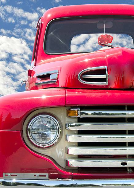 istock old red truck with fuzzy dice 503341817
