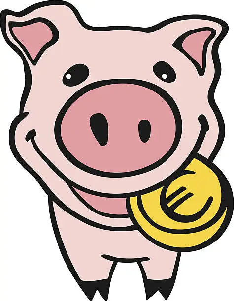 Vector illustration of Piggy bank with euro coin