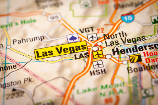 Map Photography: Las Vegas City on a Road Map