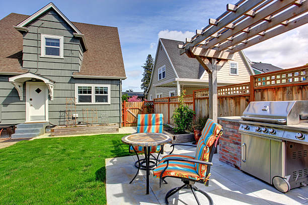 istock House backyard with patio area 503343431