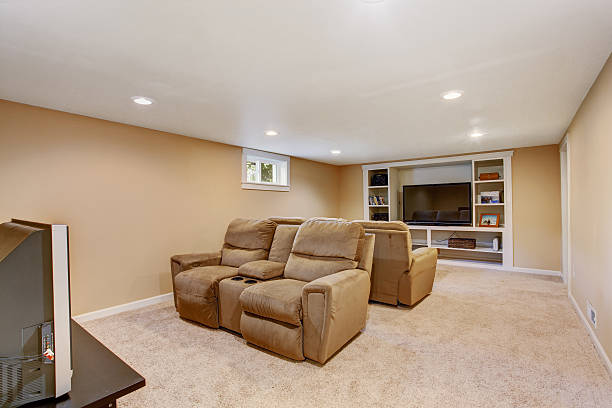 istock Home theater interior in soft brown color 503343593