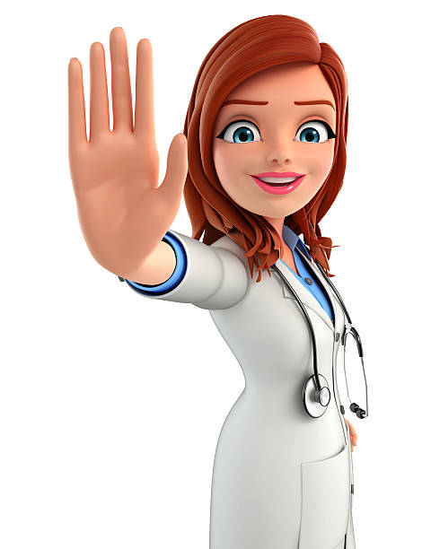 Illustration of Young Doctor with stop sign