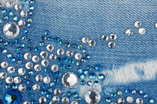 Light-blue denim with blue and silver rhinestones, background