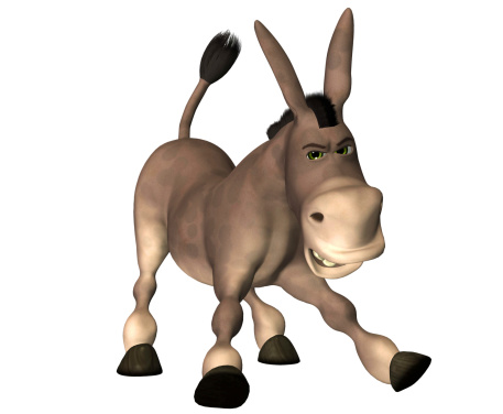 Illustration of an angry donkey on a white background