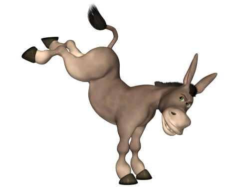 Illustration of a furious donkey on a white background