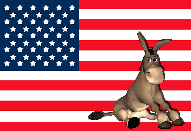 Illustration of a donkey and the USA flag stock photo