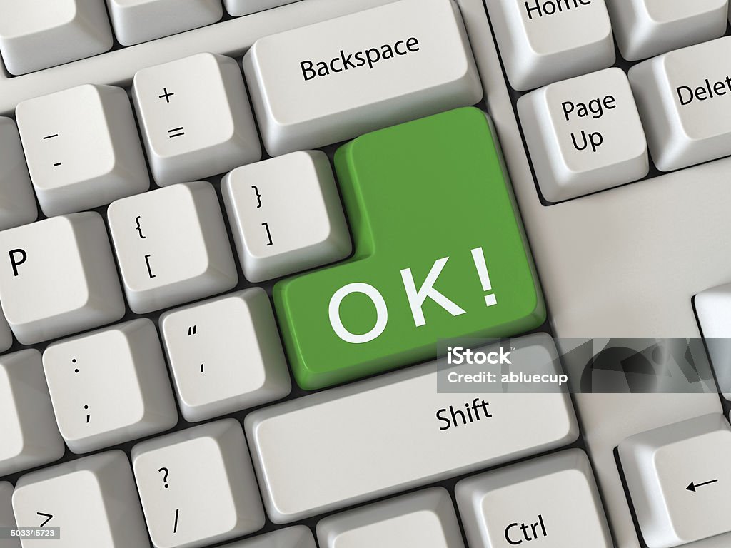 big ok Keyboard with a big ok Agreement Stock Photo