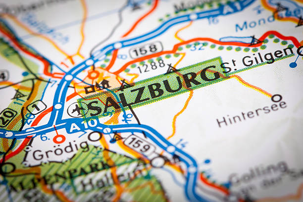 istock Salzburg City on a Road Map 503346117