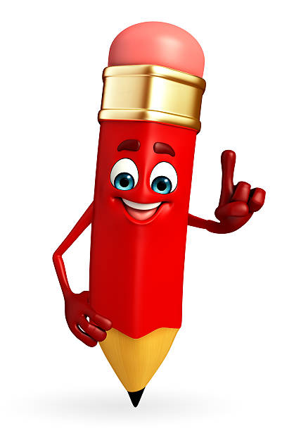 Cartoon Character of pencil with pointing sign