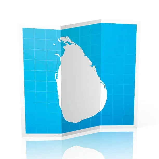 Vector illustration of Sri Lanka Map folded, isolated on white Background