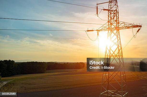 Aerial View On Powerlines Stock Photo - Download Image Now - Aerial View, Power Line, Communication