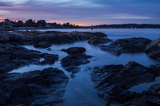 Cattle point in Oak Bay on Vancouver Island during sunset.