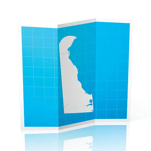 Vector illustration of Delaware Map folded, isolated on white Background