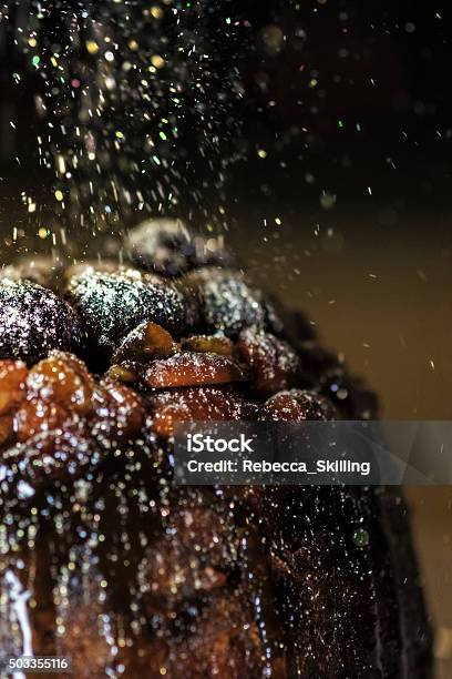 Christmas Pudding With Golden Glitter Sugar 4 Stock Photo - Download Image Now - Christmas Pudding, Cake, Christmas