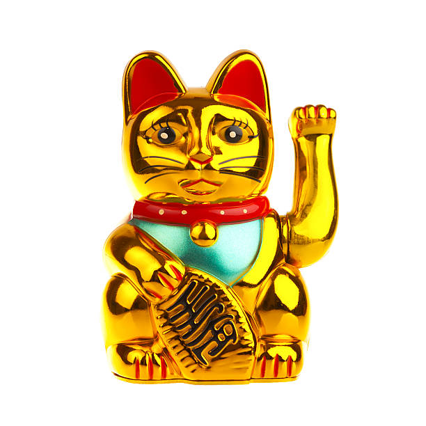 Lucky Chinese Cat Lucky Chinese Cat isolated over white background maneki neko stock pictures, royalty-free photos & images