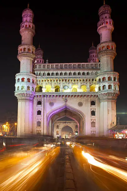 Charminar, famous monument and mosque in Hyderabad. India