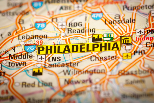 Map Photography: Philadelphia, City on a Road Map