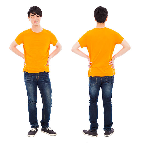 istock portrait of young man standing ,front and back 503372115