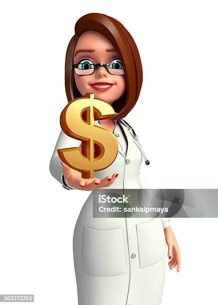 Young Doctor With Doller Sign Stock Photo - Download Image Now - Accidents and Disasters, Adult, Analyzing